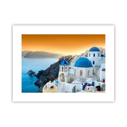 Obraz - Plakat - Santorini - przytulone do skał - 40x30cm - Krajobraz Grecja Santorini - Foto Plakaty na ścianę bez ramy - Plakat do Salonu Sypialni ARTTOR ARTTOR