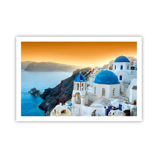 Obraz - Plakat - Santorini - przytulone do skał - 91x61cm - Krajobraz Grecja Santorini - Foto Plakaty na ścianę bez ramy - Plakat do Salonu Sypialni ARTTOR ARTTOR