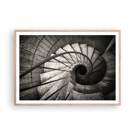 Obraz - Plakat - Schodami w górę, schodami w dół - 100x70cm - Schody Architektura Industrialny - Foto Plakaty w ramie koloru jasny dąb do Salonu Sypialni ARTTOR ARTTOR