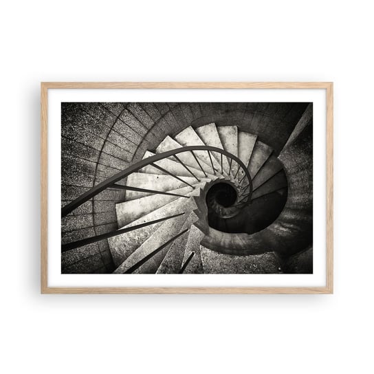 Obraz - Plakat - Schodami w górę, schodami w dół - 70x50cm - Schody Architektura Industrialny - Nowoczesny modny obraz Plakat rama jasny dąb ARTTOR ARTTOR