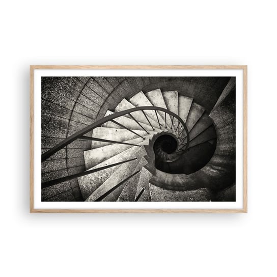 Obraz - Plakat - Schodami w górę, schodami w dół - 91x61cm - Schody Architektura Industrialny - Foto Plakaty na ścianę w ramie jasny dąb - Plakat do Salonu Sypialni ARTTOR ARTTOR