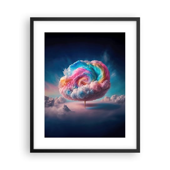 Obraz - Plakat - Sen o wesołym miasteczku - 40x50cm - Pastelowy Chmury Cukierkowy - Foto Plakaty w ramie koloru czarnego do Salonu Sypialni ARTTOR ARTTOR