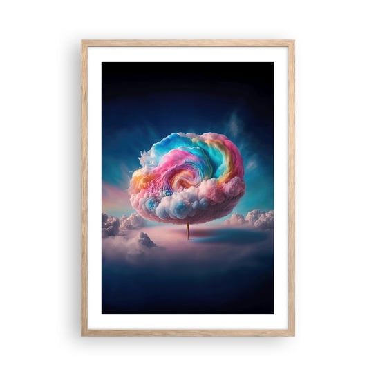 Obraz - Plakat - Sen o wesołym miasteczku - 50x70cm - Pastelowy Chmury Cukierkowy - Nowoczesny modny obraz Plakat rama jasny dąb ARTTOR ARTTOR