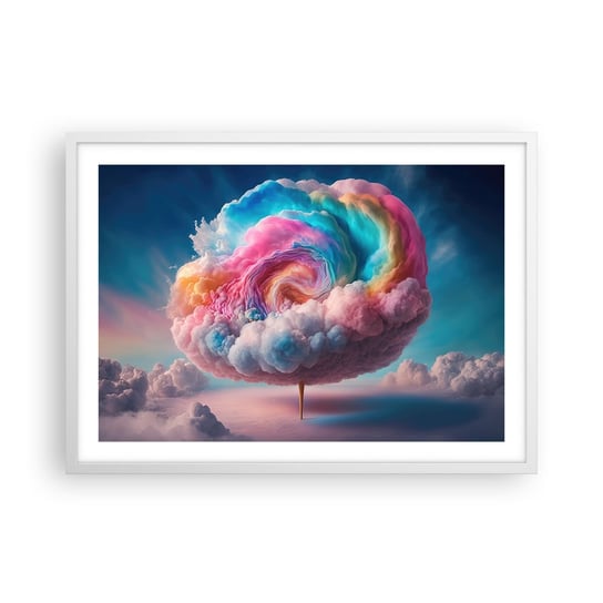 Obraz - Plakat - Sen o wesołym miasteczku - 70x50cm - Pastelowy Chmury Cukierkowy - Nowoczesny modny obraz Plakat rama biała ARTTOR ARTTOR