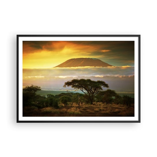 Obraz - Plakat - Sen podróżnika - 100x70cm - Krajobraz Góra Kilimandżaro Afryka - Foto Plakaty w ramie koloru czarnego do Salonu Sypialni ARTTOR ARTTOR