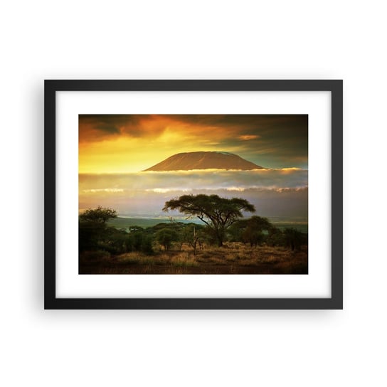 Obraz - Plakat - Sen podróżnika - 40x30cm - Krajobraz Góra Kilimandżaro Afryka - Foto Plakaty na ścianę w czarnej ramie - Plakat do Salonu Sypialni ARTTOR ARTTOR