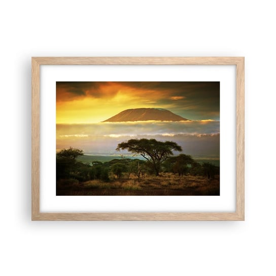 Obraz - Plakat - Sen podróżnika - 40x30cm - Krajobraz Góra Kilimandżaro Afryka - Foto Plakaty na ścianę w ramie jasny dąb - Plakat do Salonu Sypialni ARTTOR ARTTOR