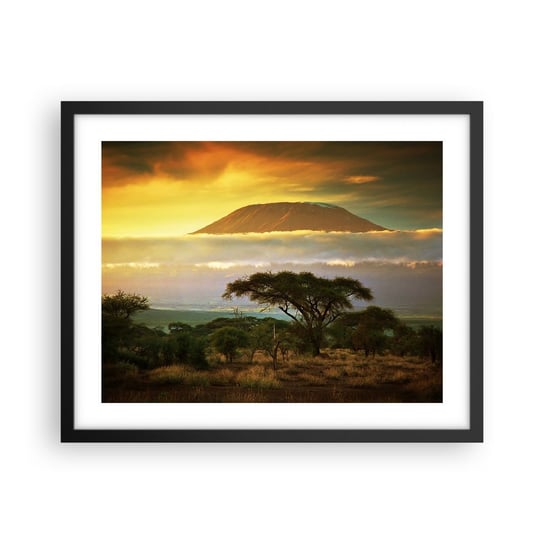 Obraz - Plakat - Sen podróżnika - 50x40cm - Krajobraz Góra Kilimandżaro Afryka - Foto Plakaty w ramie koloru czarnego do Salonu Sypialni ARTTOR ARTTOR