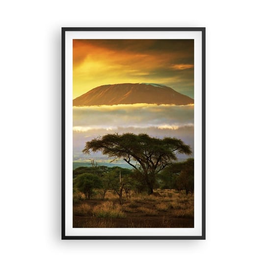 Obraz - Plakat - Sen podróżnika - 61x91cm - Krajobraz Góra Kilimandżaro Afryka - Foto Plakaty na ścianę w czarnej ramie - Plakat do Salonu Sypialni ARTTOR ARTTOR