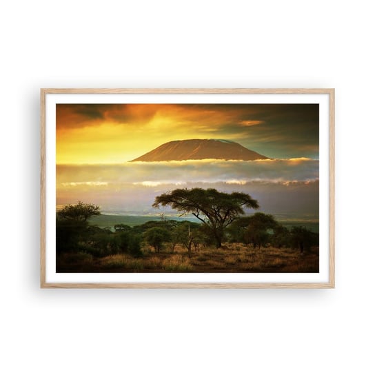 Obraz - Plakat - Sen podróżnika - 91x61cm - Krajobraz Góra Kilimandżaro Afryka - Foto Plakaty na ścianę w ramie jasny dąb - Plakat do Salonu Sypialni ARTTOR ARTTOR