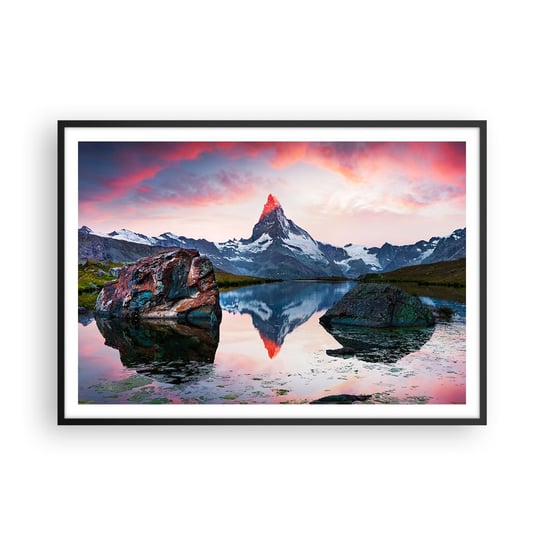 Obraz - Plakat - Serce gór jest gorące - 100x70cm - Krajobraz Góry Natura - Foto Plakaty w ramie koloru czarnego do Salonu Sypialni ARTTOR ARTTOR