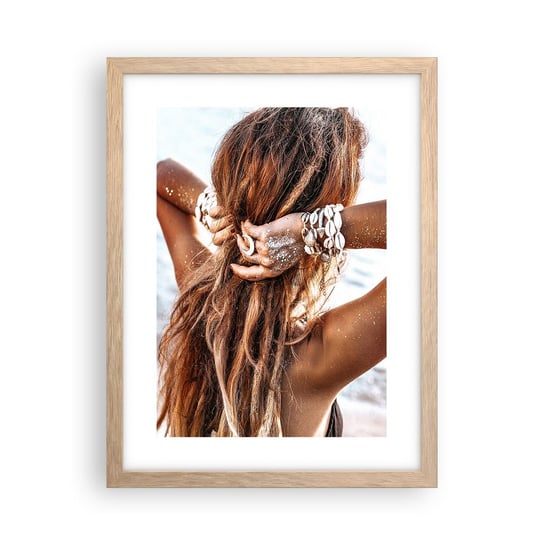 Obraz - Plakat - Siostra wody i słońca - 30x40cm - Kobieta Biżuteria Moda - Foto Plakaty na ścianę w ramie jasny dąb - Plakat do Salonu Sypialni ARTTOR ARTTOR