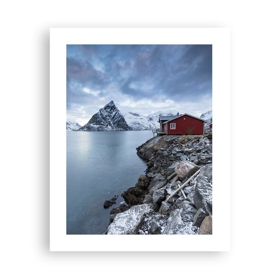 Obraz - Plakat - Skandynawskie zacisze - 40x50cm - Norwegia Fiordy Domek - Foto Plakaty bez ramy do Salonu Sypialni ARTTOR ARTTOR