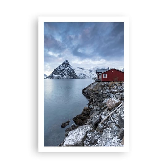 Obraz - Plakat - Skandynawskie zacisze - 61x91cm - Norwegia Fiordy Domek - Foto Plakaty na ścianę bez ramy - Plakat do Salonu Sypialni ARTTOR ARTTOR