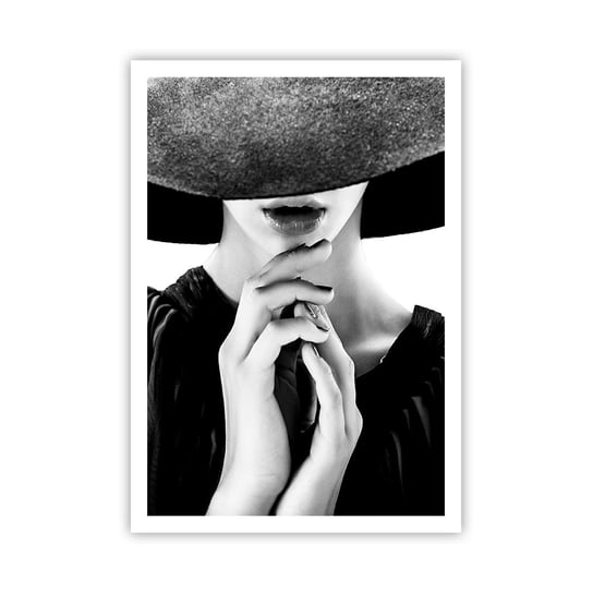 Obraz - Plakat - Skryte piękno - 70x100cm - Kobieta W Kapeluszu Kobiece Dłonie Moda - Foto Plakaty bez ramy na ścianę do Salonu Sypialni ARTTOR ARTTOR