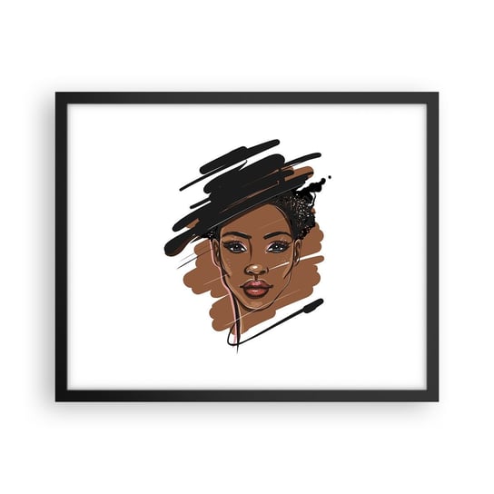 Obraz - Plakat - Słodka jak czekolada - 50x40cm - Kobieta Moda Portret Kobiety - Foto Plakaty w ramie koloru czarnego do Salonu Sypialni ARTTOR ARTTOR