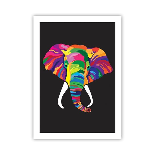 Obraz - Plakat - Słoń, który kochał kąpać się w tęczy - 50x70cm - Zwierzęta Słoń Kolorowy Obraz - Nowoczesny modny obraz Plakat bez ramy do Salonu Sypialni ARTTOR ARTTOR