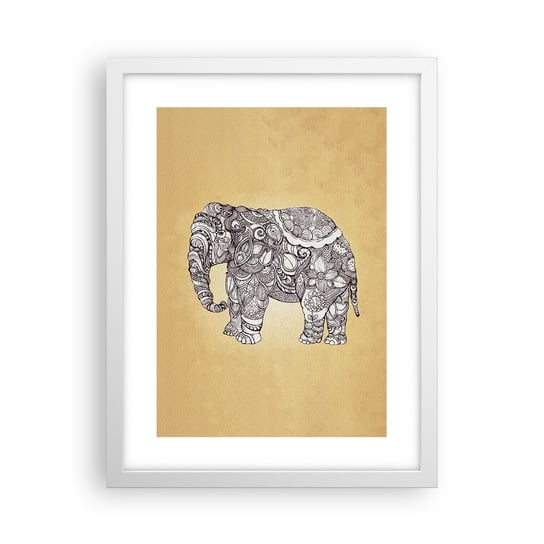 Obraz - Plakat - Słoń się zasłonił - 30x40cm - Słoń Indyjski Zwierzę - Foto Plakaty na ścianę w ramie białej - Plakat do Salonu Sypialni ARTTOR ARTTOR