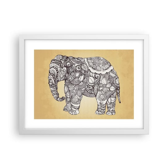 Obraz - Plakat - Słoń się zasłonił - 40x30cm - Słoń Indyjski Zwierzę - Foto Plakaty na ścianę w ramie białej - Plakat do Salonu Sypialni ARTTOR ARTTOR