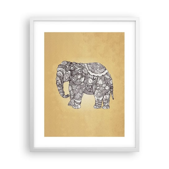 Obraz - Plakat - Słoń się zasłonił - 40x50cm - Słoń Indyjski Zwierzę - Foto Plakaty w ramie koloru białego do Salonu Sypialni ARTTOR ARTTOR