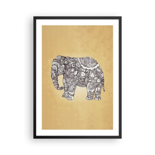 Obraz - Plakat - Słoń się zasłonił - 50x70cm - Słoń Indyjski Zwierzę - Nowoczesny modny obraz Plakat czarna rama ARTTOR ARTTOR