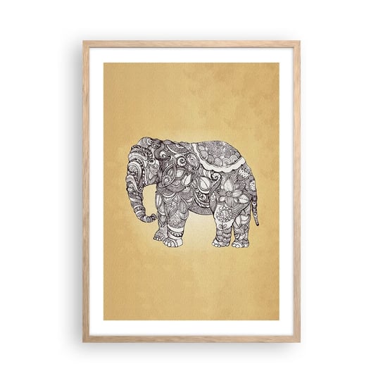 Obraz - Plakat - Słoń się zasłonił - 50x70cm - Słoń Indyjski Zwierzę - Nowoczesny modny obraz Plakat rama jasny dąb ARTTOR ARTTOR