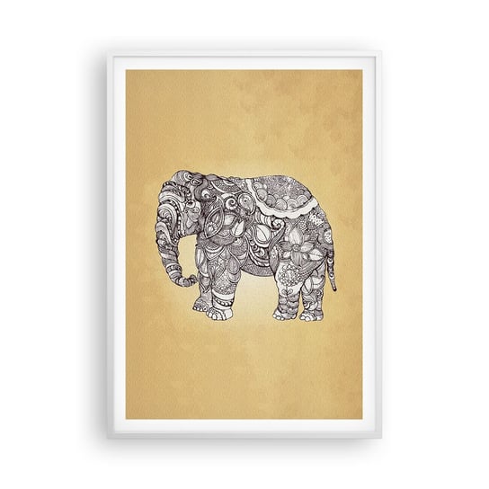 Obraz - Plakat - Słoń się zasłonił - 70x100cm - Słoń Indyjski Zwierzę - Foto Plakaty w ramie koloru białego do Salonu Sypialni ARTTOR ARTTOR