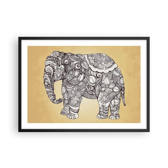 Obraz - Plakat - Słoń się zasłonił - 70x50cm - Słoń Indyjski Zwierzę - Nowoczesny modny obraz Plakat czarna rama ARTTOR ARTTOR