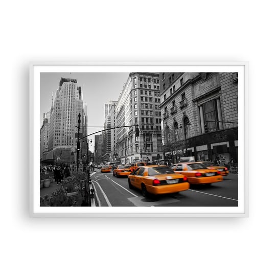 Obraz - Plakat - Słońca wielkiego miasta - 100x70cm - Miasto Nowy Jork Manhattan - Foto Plakaty w ramie koloru białego do Salonu Sypialni ARTTOR ARTTOR