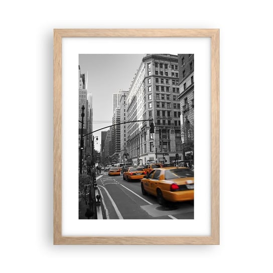 Obraz - Plakat - Słońca wielkiego miasta - 30x40cm - Miasto Nowy Jork Manhattan - Foto Plakaty na ścianę w ramie jasny dąb - Plakat do Salonu Sypialni ARTTOR ARTTOR