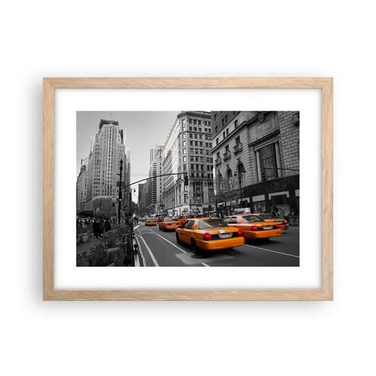 Obraz - Plakat - Słońca wielkiego miasta - 40x30cm - Miasto Nowy Jork Manhattan - Foto Plakaty na ścianę w ramie jasny dąb - Plakat do Salonu Sypialni ARTTOR ARTTOR