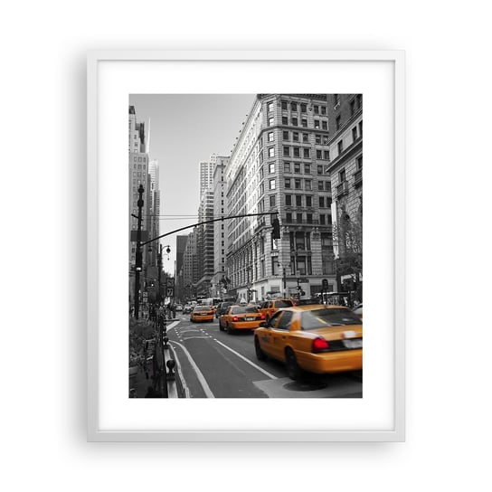Obraz - Plakat - Słońca wielkiego miasta - 40x50cm - Miasto Nowy Jork Manhattan - Foto Plakaty w ramie koloru białego do Salonu Sypialni ARTTOR ARTTOR