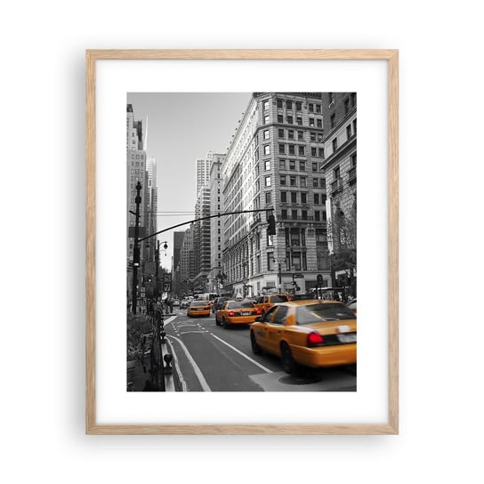 Obraz - Plakat - Słońca wielkiego miasta - 40x50cm - Miasto Nowy Jork Manhattan - Foto Plakaty w ramie koloru jasny dąb do Salonu Sypialni ARTTOR ARTTOR