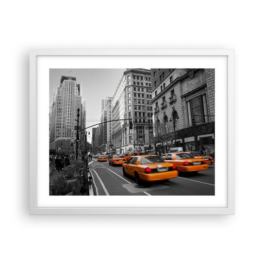 Obraz - Plakat - Słońca wielkiego miasta - 50x40cm - Miasto Nowy Jork Manhattan - Foto Plakaty w ramie koloru białego do Salonu Sypialni ARTTOR ARTTOR