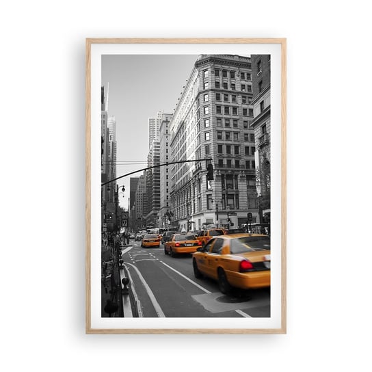 Obraz - Plakat - Słońca wielkiego miasta - 61x91cm - Miasto Nowy Jork Manhattan - Foto Plakaty na ścianę w ramie jasny dąb - Plakat do Salonu Sypialni ARTTOR ARTTOR