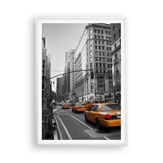 Obraz - Plakat - Słońca wielkiego miasta - 70x100cm - Miasto Nowy Jork Manhattan - Foto Plakaty w ramie koloru białego do Salonu Sypialni ARTTOR ARTTOR