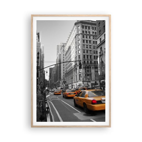 Obraz - Plakat - Słońca wielkiego miasta - 70x100cm - Miasto Nowy Jork Manhattan - Foto Plakaty w ramie koloru jasny dąb do Salonu Sypialni ARTTOR ARTTOR