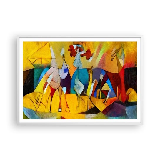 Obraz - Plakat - Słońce - życie - radość - 100x70cm - Zwierzęta Afryka Kubizm - Foto Plakaty w ramie koloru białego do Salonu Sypialni ARTTOR ARTTOR