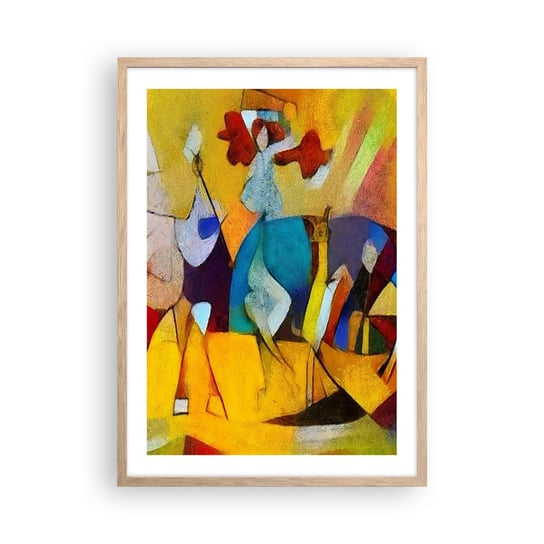 Obraz - Plakat - Słońce - życie - radość - 50x70cm - Zwierzęta Afryka Kubizm - Nowoczesny modny obraz Plakat rama jasny dąb ARTTOR ARTTOR