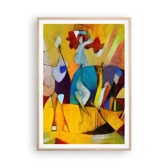 Obraz - Plakat - Słońce - życie - radość - 70x100cm - Zwierzęta Afryka Kubizm - Foto Plakaty w ramie koloru jasny dąb do Salonu Sypialni ARTTOR ARTTOR