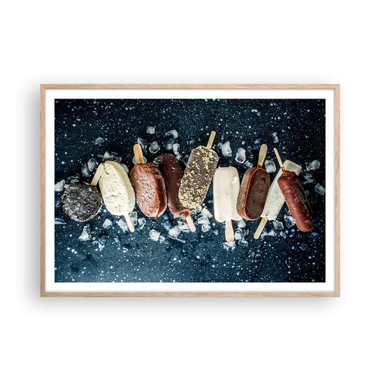 Obraz - Plakat - Smak gorącego lata - 100x70cm - Lody Gastronomia Jedzenie - Foto Plakaty w ramie koloru jasny dąb do Salonu Sypialni ARTTOR ARTTOR