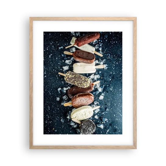 Obraz - Plakat - Smak gorącego lata - 40x50cm - Lody Gastronomia Jedzenie - Foto Plakaty w ramie koloru jasny dąb do Salonu Sypialni ARTTOR ARTTOR
