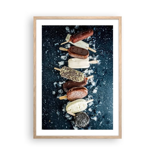 Obraz - Plakat - Smak gorącego lata - 50x70cm - Lody Gastronomia Jedzenie - Nowoczesny modny obraz Plakat rama jasny dąb ARTTOR ARTTOR