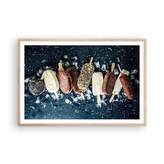Obraz - Plakat - Smak gorącego lata - 91x61cm - Lody Gastronomia Jedzenie - Foto Plakaty na ścianę w ramie jasny dąb - Plakat do Salonu Sypialni ARTTOR ARTTOR