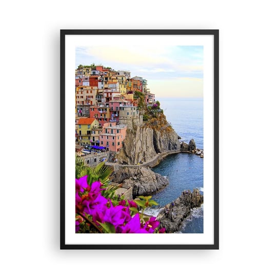 Obraz - Plakat - Śmiejące się miasto - 50x70cm - Krajobraz Manarola Włochy - Nowoczesny modny obraz Plakat czarna rama ARTTOR ARTTOR