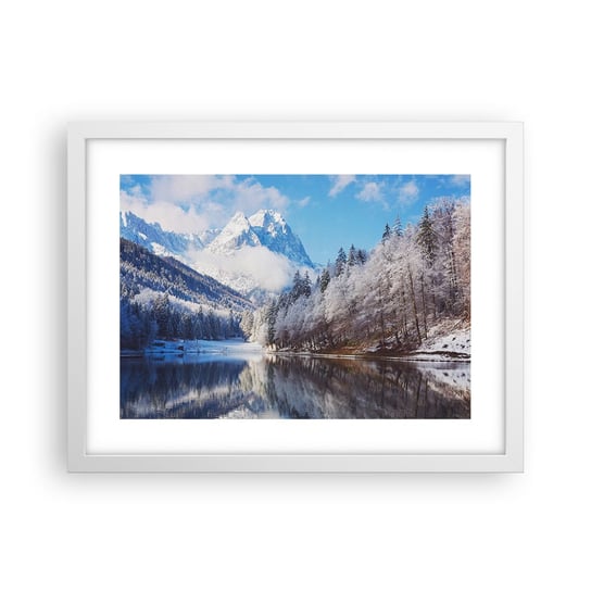 Obraz - Plakat - Śnieżna straż - 40x30cm - Zima Krajobraz Góry - Foto Plakaty na ścianę w ramie białej - Plakat do Salonu Sypialni ARTTOR ARTTOR