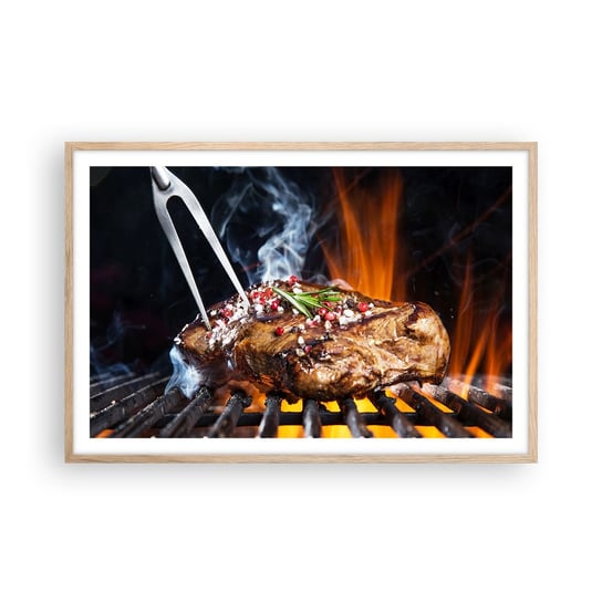 Obraz - Plakat - Soczyste i wonne - 91x61cm - Gastronomia Stek Grill - Foto Plakaty na ścianę w ramie jasny dąb - Plakat do Salonu Sypialni ARTTOR ARTTOR