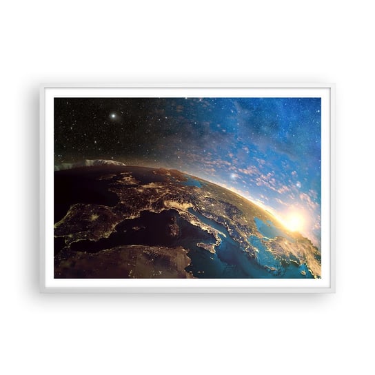 Obraz - Plakat - Spójrzmy na siebie z dystansu - 100x70cm - Kosmos Planet Ziemia Kula Ziemska - Foto Plakaty w ramie koloru białego do Salonu Sypialni ARTTOR ARTTOR