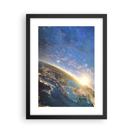 Obraz - Plakat - Spójrzmy na siebie z dystansu - 30x40cm - Kosmos Planet Ziemia Kula Ziemska - Foto Plakaty na ścianę w czarnej ramie - Plakat do Salonu Sypialni ARTTOR ARTTOR