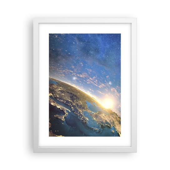 Obraz - Plakat - Spójrzmy na siebie z dystansu - 30x40cm - Kosmos Planet Ziemia Kula Ziemska - Foto Plakaty na ścianę w ramie białej - Plakat do Salonu Sypialni ARTTOR ARTTOR